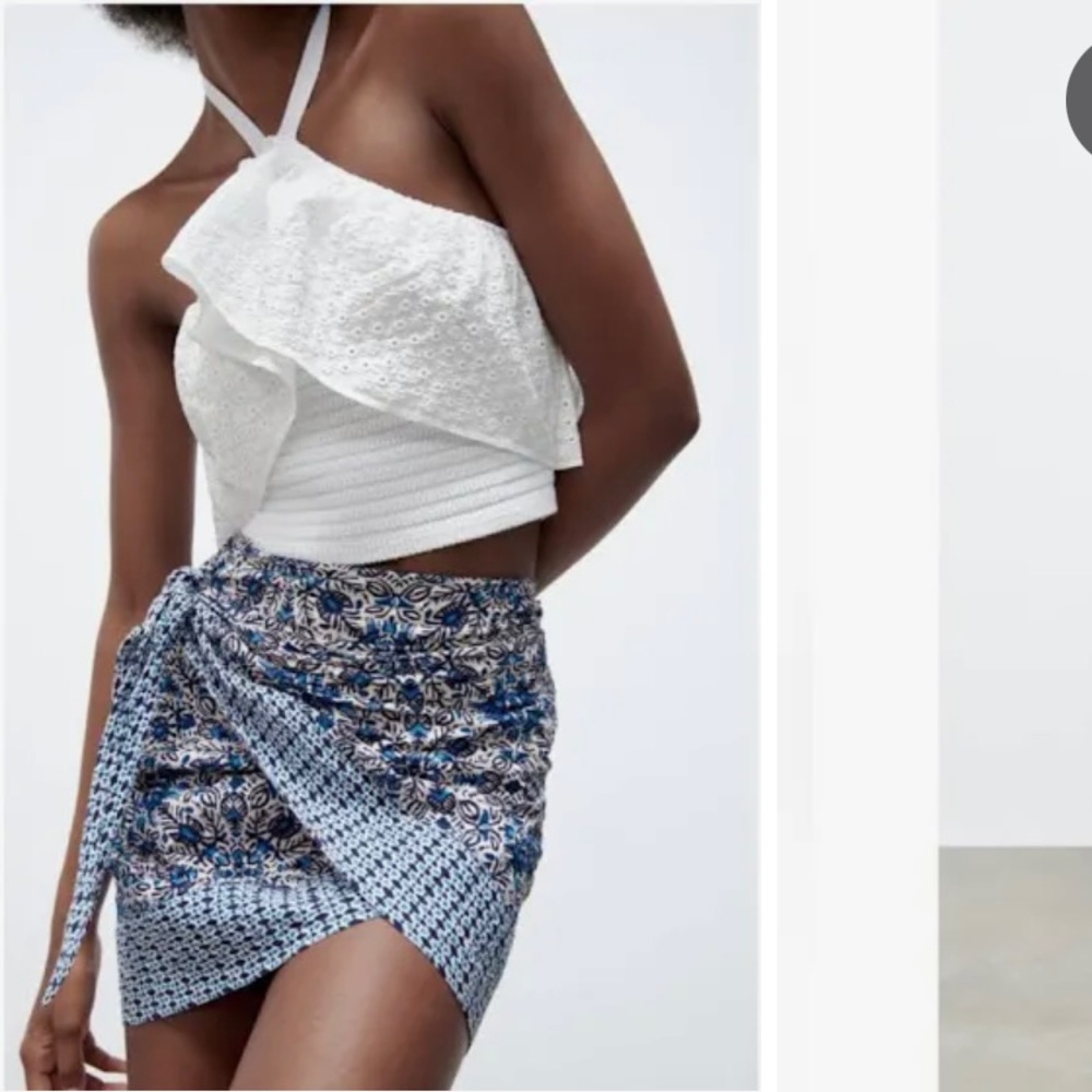 Zara Halter Crop Top with Eyelet Ruffle - Picture 4 of 4